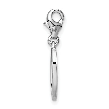 Sterling Silver Amore La Vita Rhodium-Plated Polished Number 0 Charm With Fancy Lobster Clasp