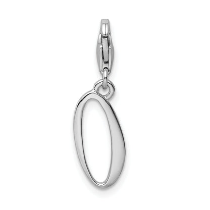 Sterling Silver Amore La Vita Rhodium-Plated Polished Number 0 Charm With Fancy Lobster Clasp
