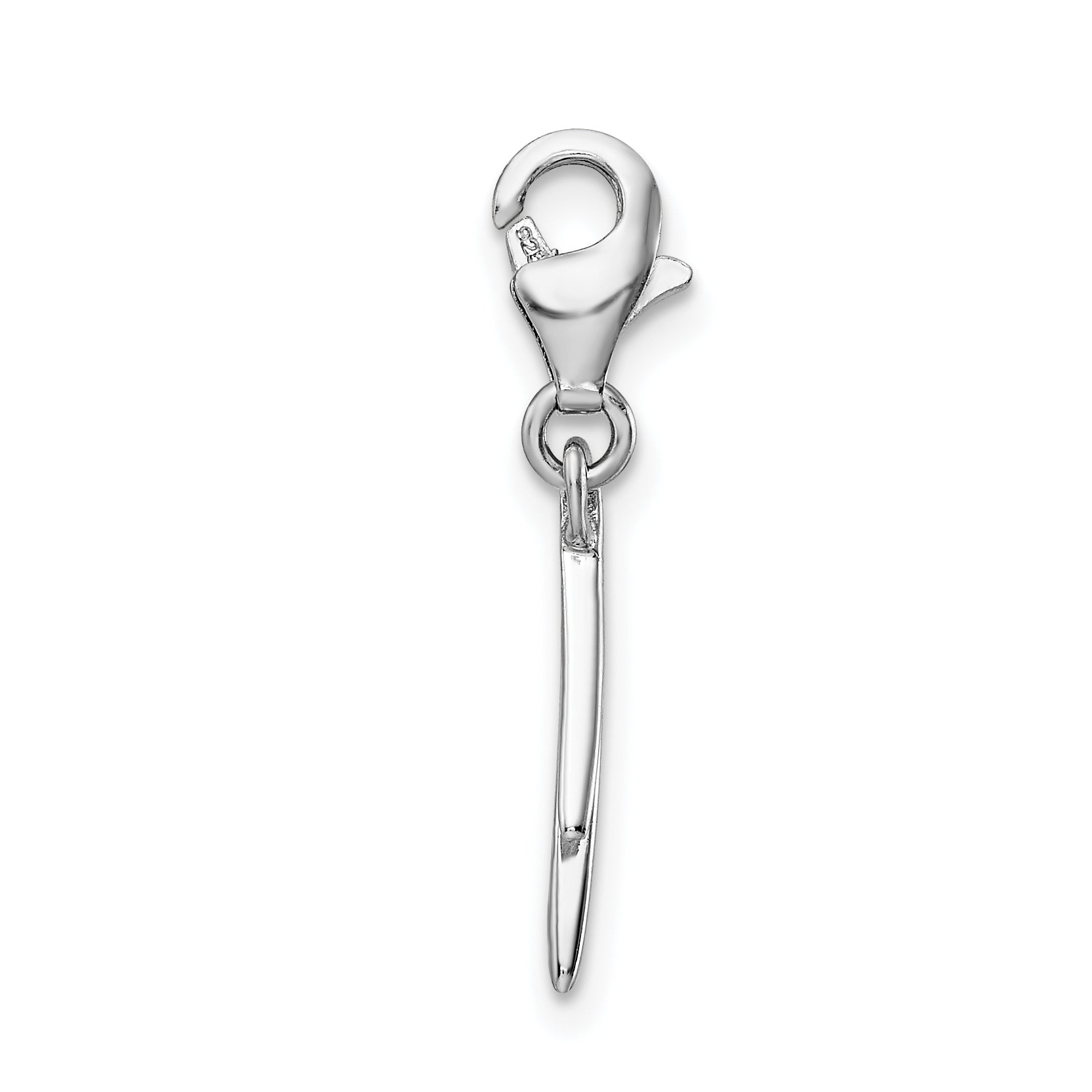 Sterling Silver Amore La Vita Rhodium-Plated Polished Number 1 Charm With Fancy Lobster Clasp
