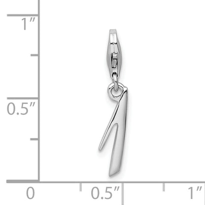 Sterling Silver Amore La Vita Rhodium-Plated Polished Number 1 Charm With Fancy Lobster Clasp