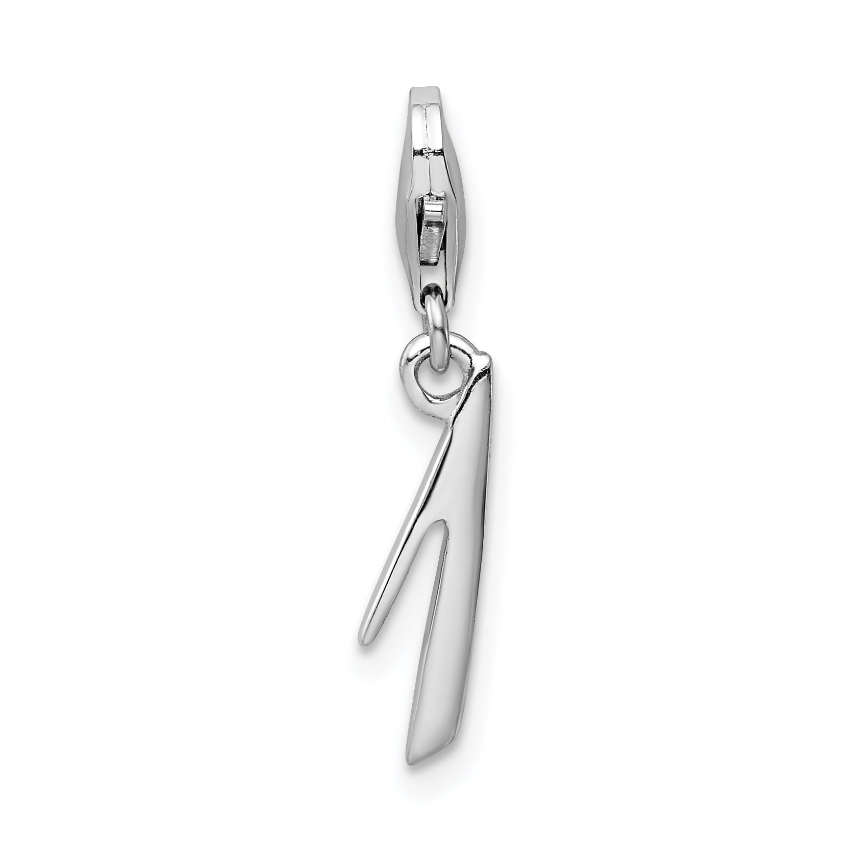 Sterling Silver Amore La Vita Rhodium-Plated Polished Number 1 Charm With Fancy Lobster Clasp