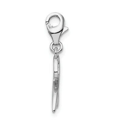 Sterling Silver Amore La Vita Rhodium-Plated Polished Number 2 Charm With Fancy Lobster Clasp