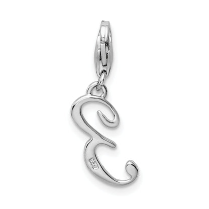 Sterling Silver Amore La Vita Rhodium-Plated Polished Number 3 Charm With Fancy Lobster Clasp