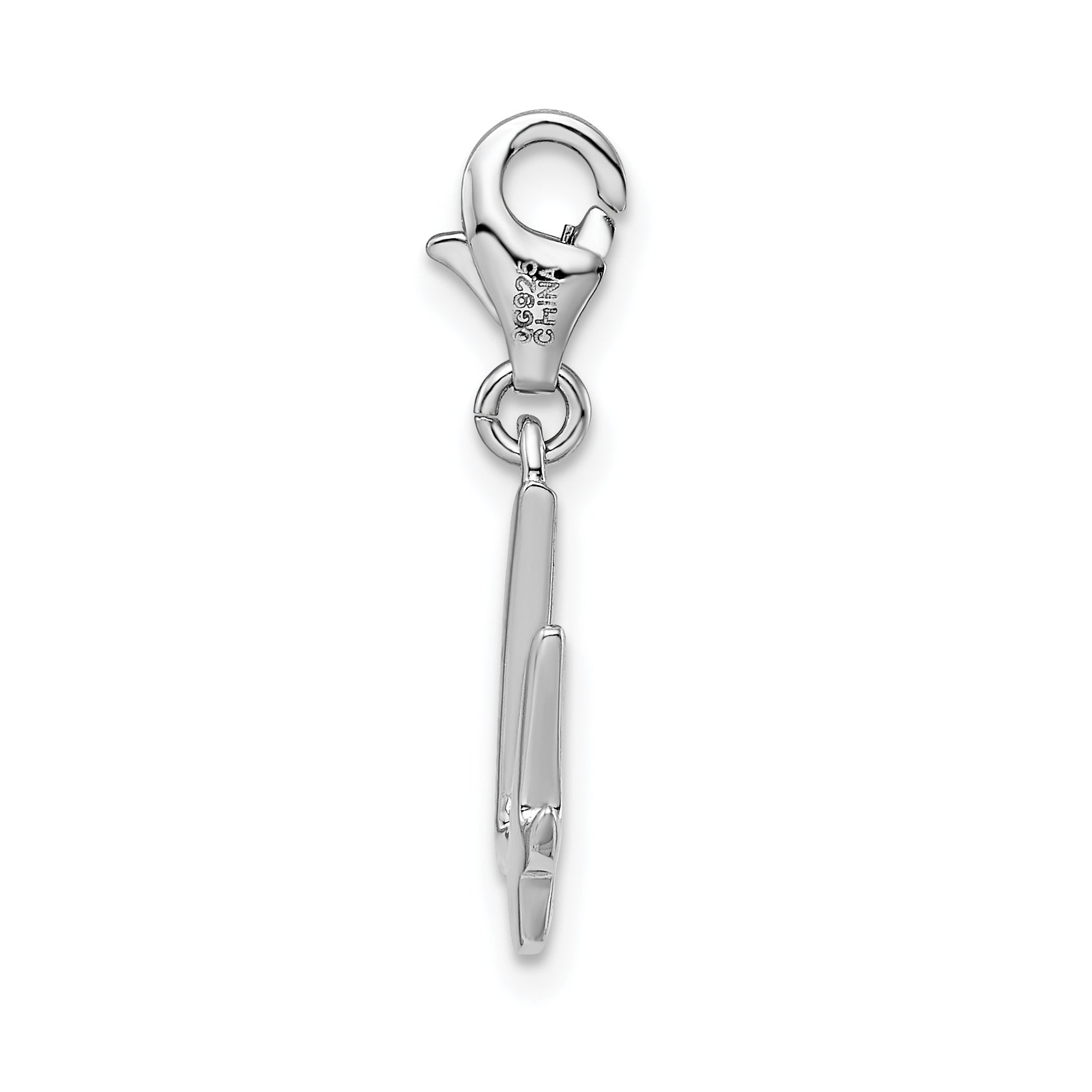 Sterling Silver Amore La Vita Rhodium-Plated Polished Number 4 Charm With Fancy Lobster Clasp