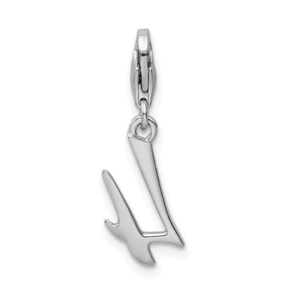 Sterling Silver Amore La Vita Rhodium-Plated Polished Number 4 Charm With Fancy Lobster Clasp