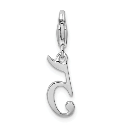 Sterling Silver Amore La Vita Rhodium-Plated Polished Number 5 Charm With Fancy Lobster Clasp
