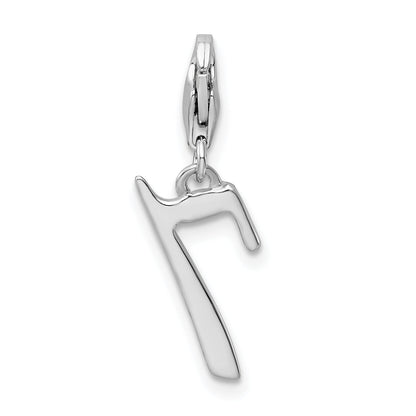 Sterling Silver Amore La Vita Rhodium-Plated Polished Number 7 Charm With Fancy Lobster Clasp