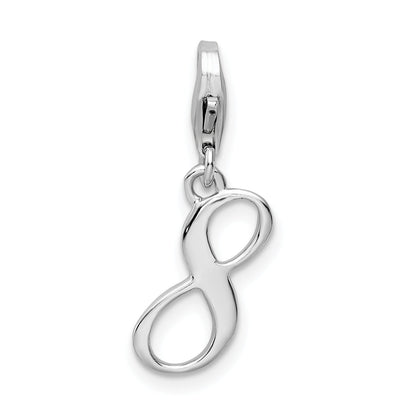 Sterling Silver Amore La Vita Rhodium-Plated Polished Number 8 Charm With Fancy Lobster Clasp