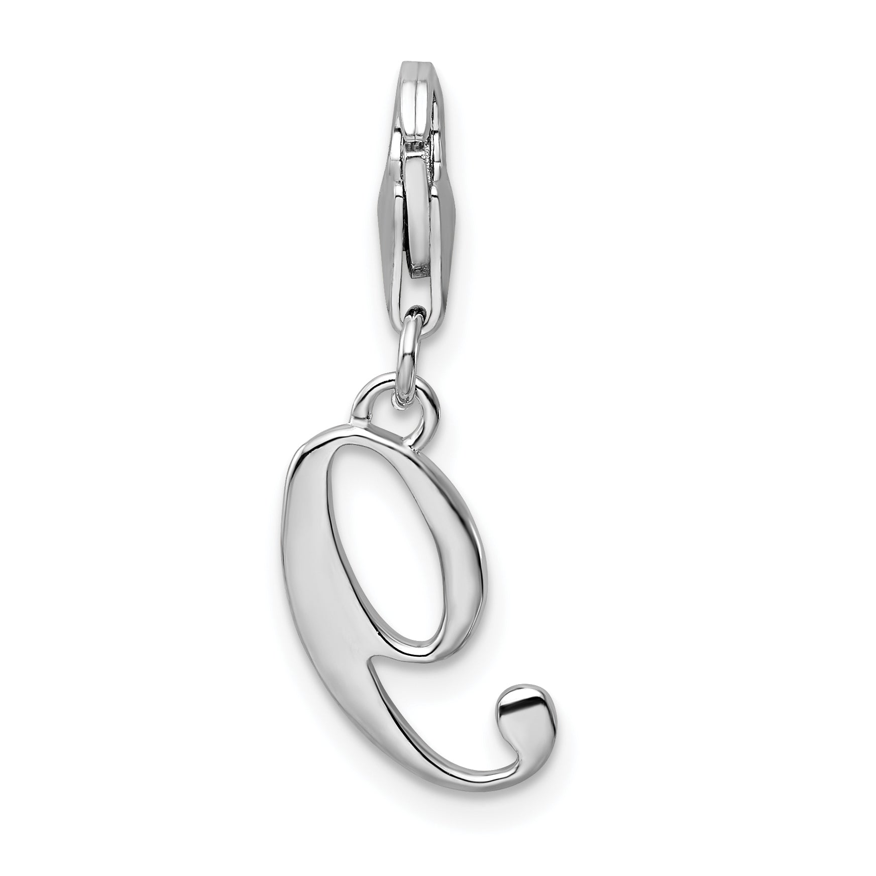 Sterling Silver Amore La Vita Rhodium-Plated Polished Number 9 Charm With Fancy Lobster Clasp
