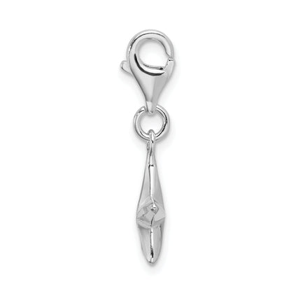 Sterling Silver Amore La Vita Rhodium-Plated Polished 3-D Diamond-Cut Star Charm With Fancy Lobster Clasp
