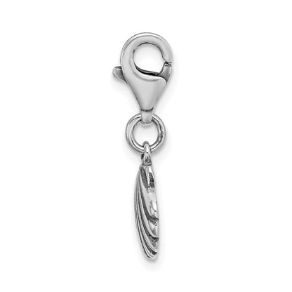Sterling Silver Amore La Vita Rhodium-Plated Polished Antiqued Clam Shell Charm With Fancy Lobster Clasp