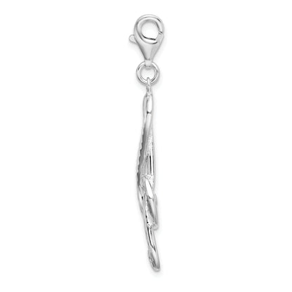 Sterling Silver Amore La Vita Rhodium-Plated Polished Diamond-Cut Treble Clef Charm With Fancy Lobster Clasp