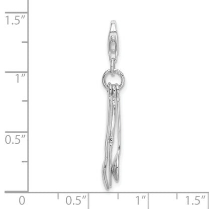 Sterling Silver Amore La Vita Rhodium-Plated Polished 3-D Cutlery Charm With Fancy Lobster Clasp