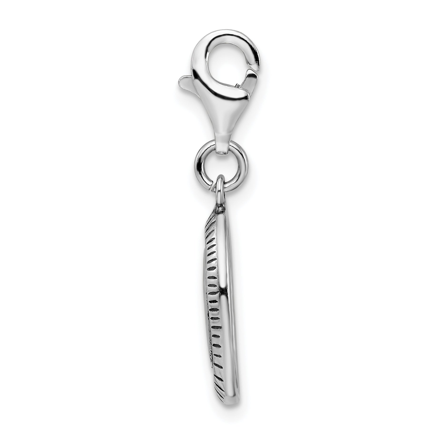Sterling Silver Amore La Vita Rhodium-Plated Polished Antiqued Sister Charm With Fancy Lobster Clasp