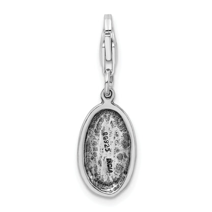 Sterling Silver Amore La Vita Rhodium-Plated Polished Antiqued Sister Charm With Fancy Lobster Clasp