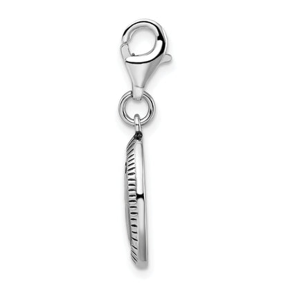 Sterling Silver Amore La Vita Rhodium-Plated Polished Antiqued Survivor Charm With Fancy Lobster Clasp