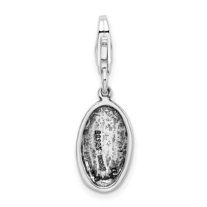 Sterling Silver Amore La Vita Rhodium-Plated Polished Antiqued Strength Charm With Fancy Lobster Clasp