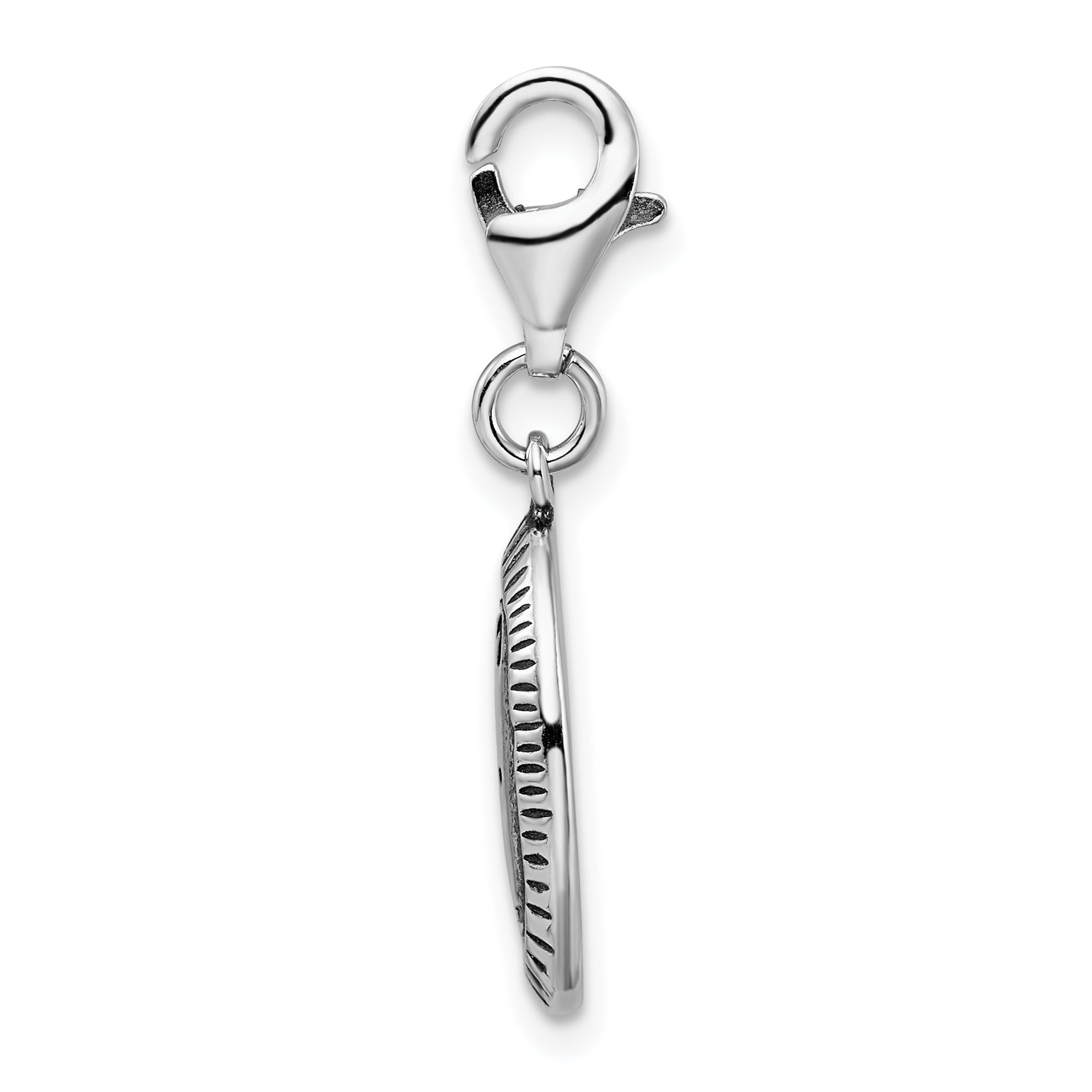 Sterling Silver Amore La Vita Rhodium-Plated Polished Antiqued Spoiled Charm With Fancy Lobster Clasp