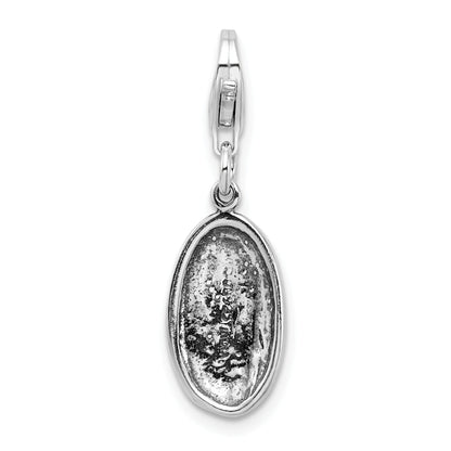 Sterling Silver Amore La Vita Rhodium-Plated Polished Antiqued Spoiled Charm With Fancy Lobster Clasp