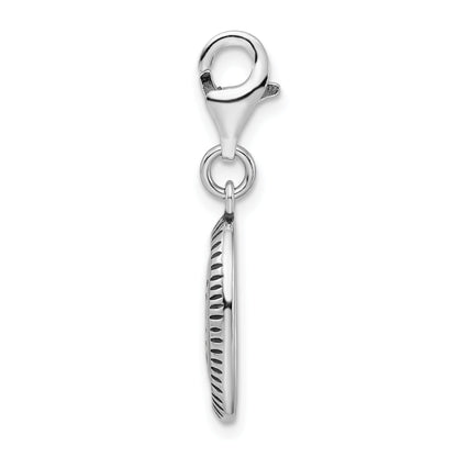 Sterling Silver Amore La Vita Rhodium-Plated Polished Antiqued Xoxo Charm With Fancy Lobster Clasp