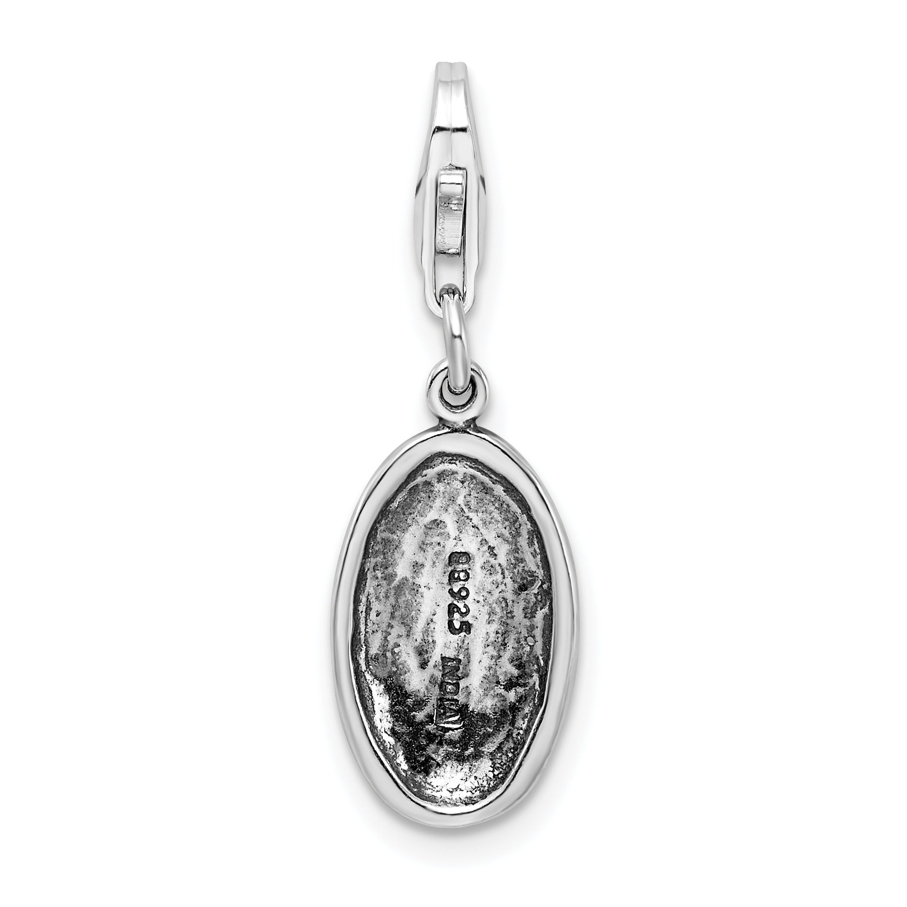 Sterling Silver Amore La Vita Rhodium-Plated Polished Antiqued Xoxo Charm With Fancy Lobster Clasp