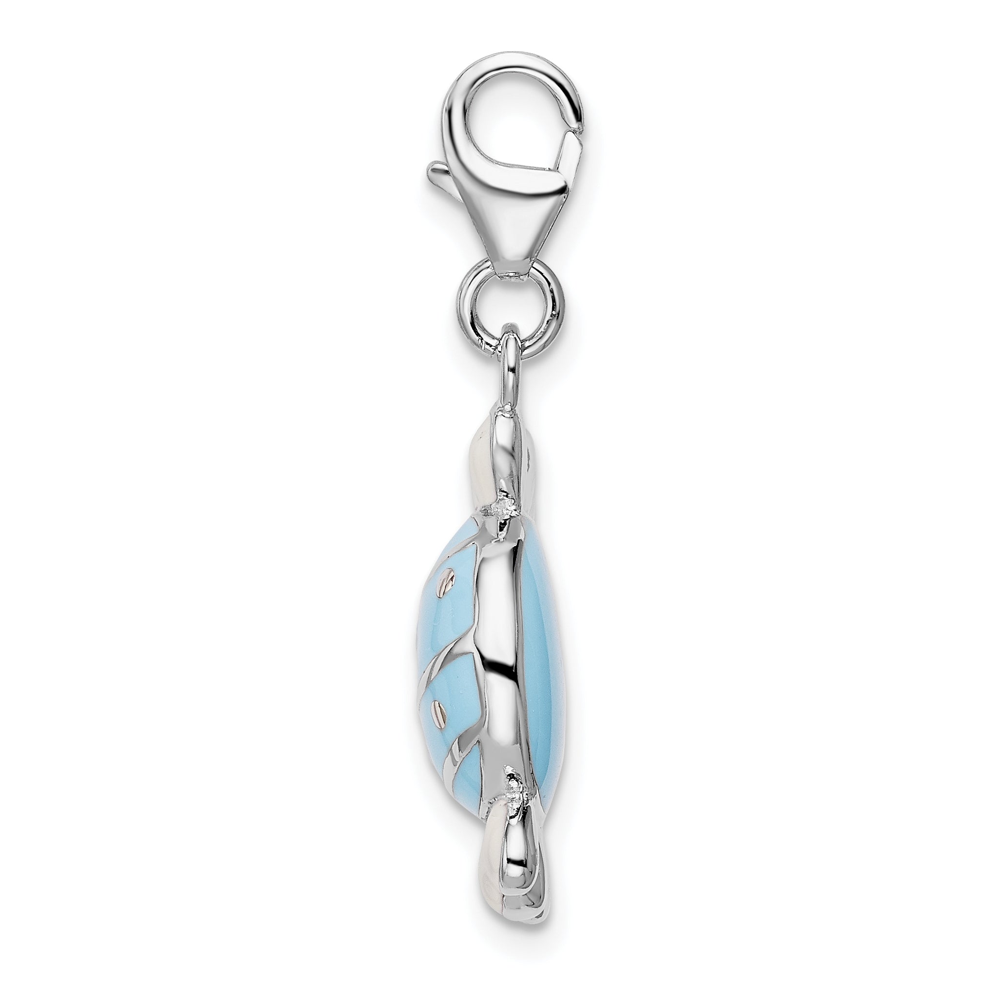 Sterling Silver Amore La Vita Rhodium-Plated Polished Enameled Piece Of Candy In Wrapper Charm With Fancy Lobster Clasp