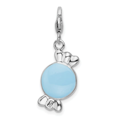 Sterling Silver Amore La Vita Rhodium-Plated Polished Enameled Piece Of Candy In Wrapper Charm With Fancy Lobster Clasp