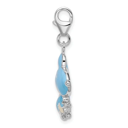 Sterling Silver Amore La Vita Rhodium-Plated Polished 3-D Enameled Mouse Charm With Fancy Lobster Clasp