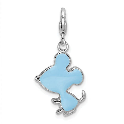Sterling Silver Amore La Vita Rhodium-Plated Polished 3-D Enameled Mouse Charm With Fancy Lobster Clasp