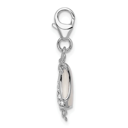 Sterling Silver Amore La Vita Rhodium-Plated Polished 3-D Enameled Bikini Bottom Charm With Fancy Lobster Clasp
