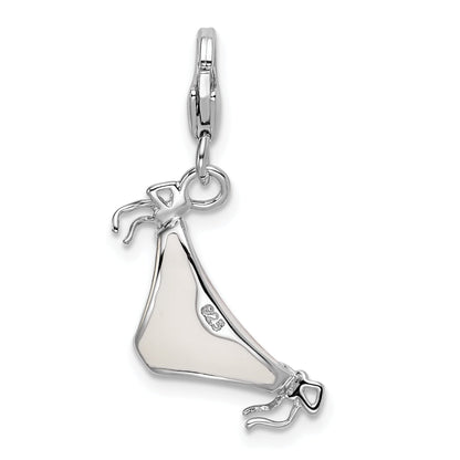 Sterling Silver Amore La Vita Rhodium-Plated Polished 3-D Enameled Bikini Bottom Charm With Fancy Lobster Clasp