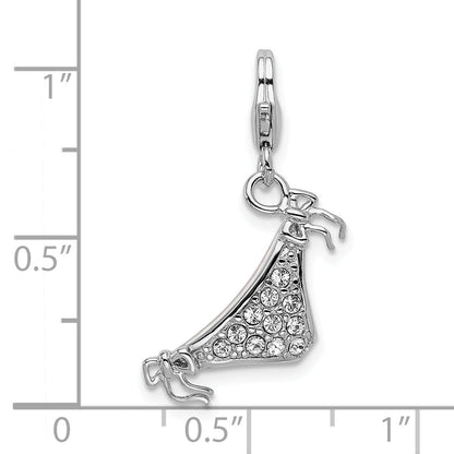 Sterling Silver Amore La Vita Rhodium-Plated Polished 3-D Enameled Bikini Bottom Charm With Fancy Lobster Clasp