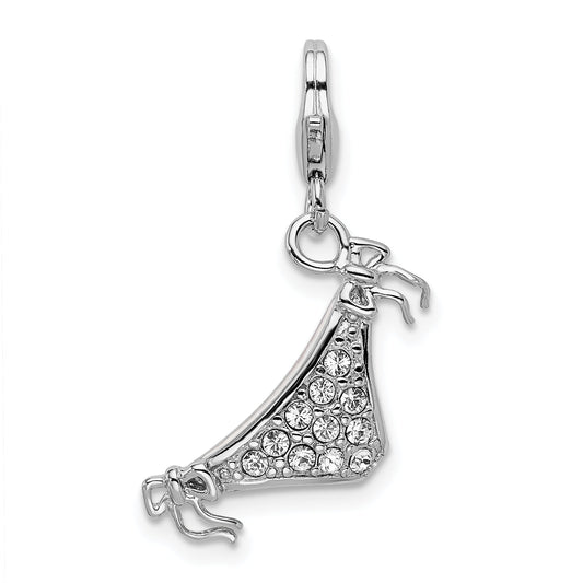 Sterling Silver Amore La Vita Rhodium-Plated Polished 3-D Enameled Bikini Bottom Charm With Fancy Lobster Clasp