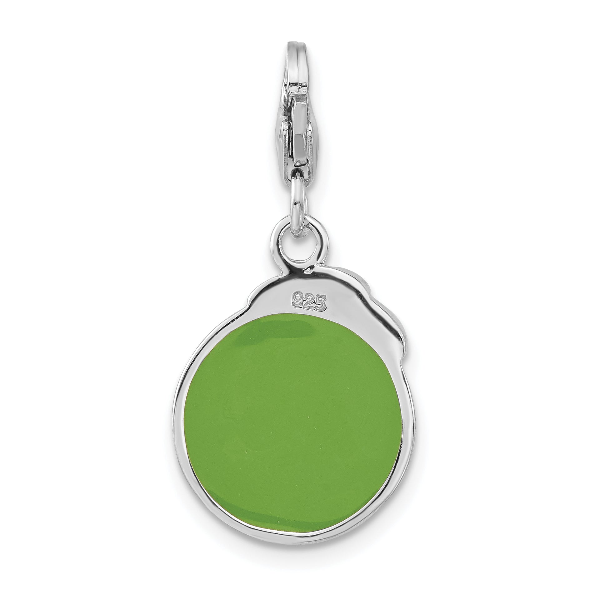 Sterling Silver Enameled 3-D Sad Face W/ Lobster Clasp Charm