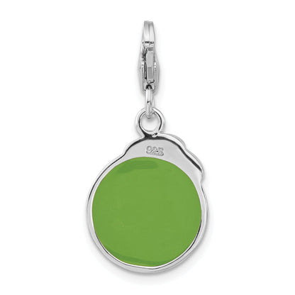 Sterling Silver Enameled 3-D Sad Face W/ Lobster Clasp Charm