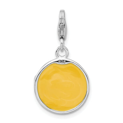 Sterling Silver Enameled Happy Face W/ Lobster Clasp Charm