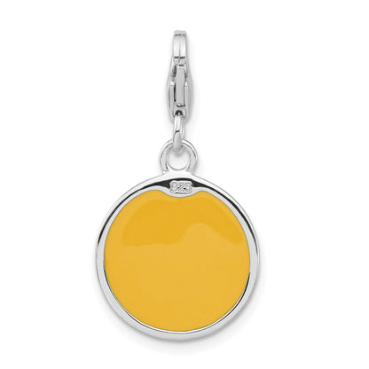 Sterling Silver Enameled Confused Face W/ Lobster Clasp Charm