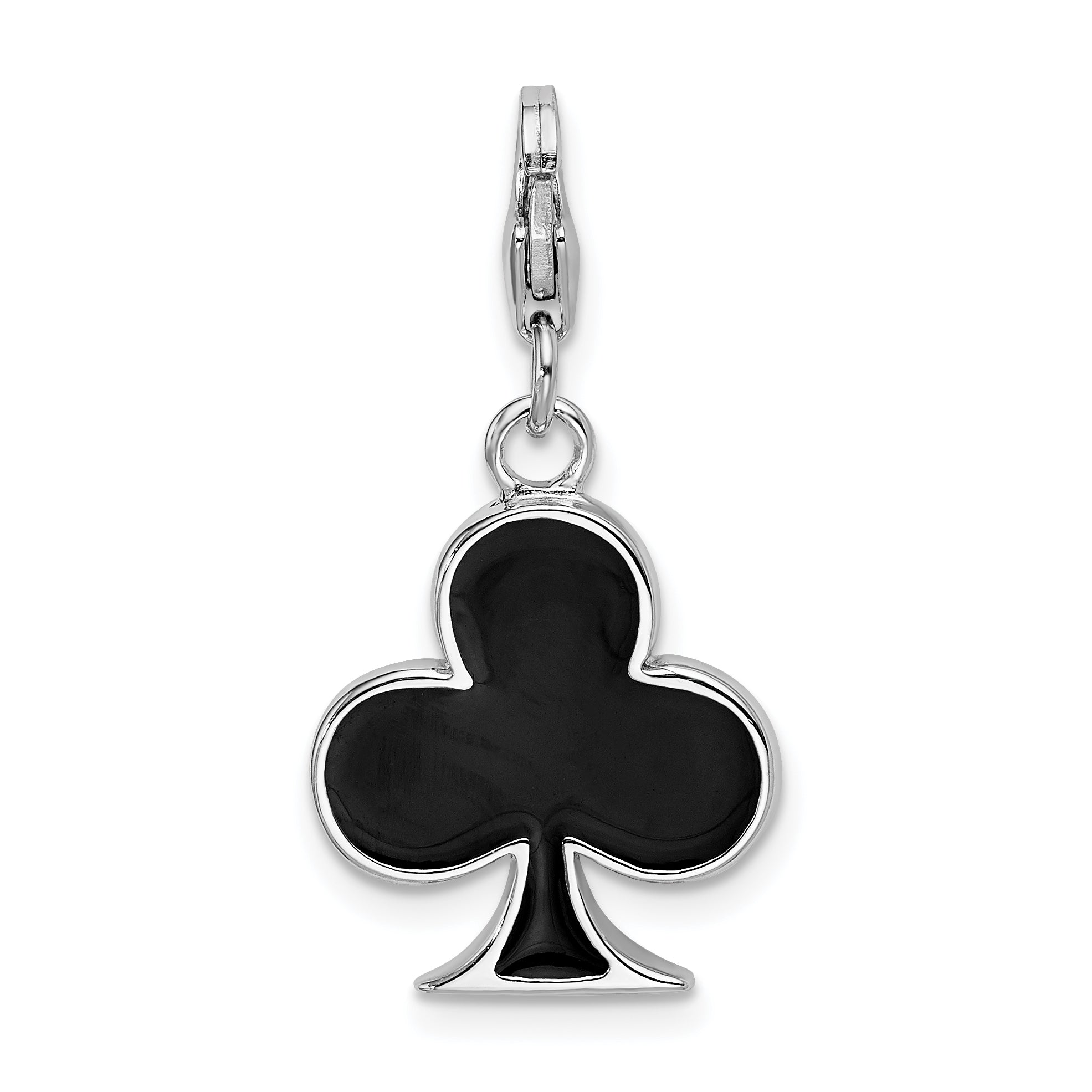 Sterling Silver Ss Rh Enameled 3-D Club W/Lobster Clasp Charm