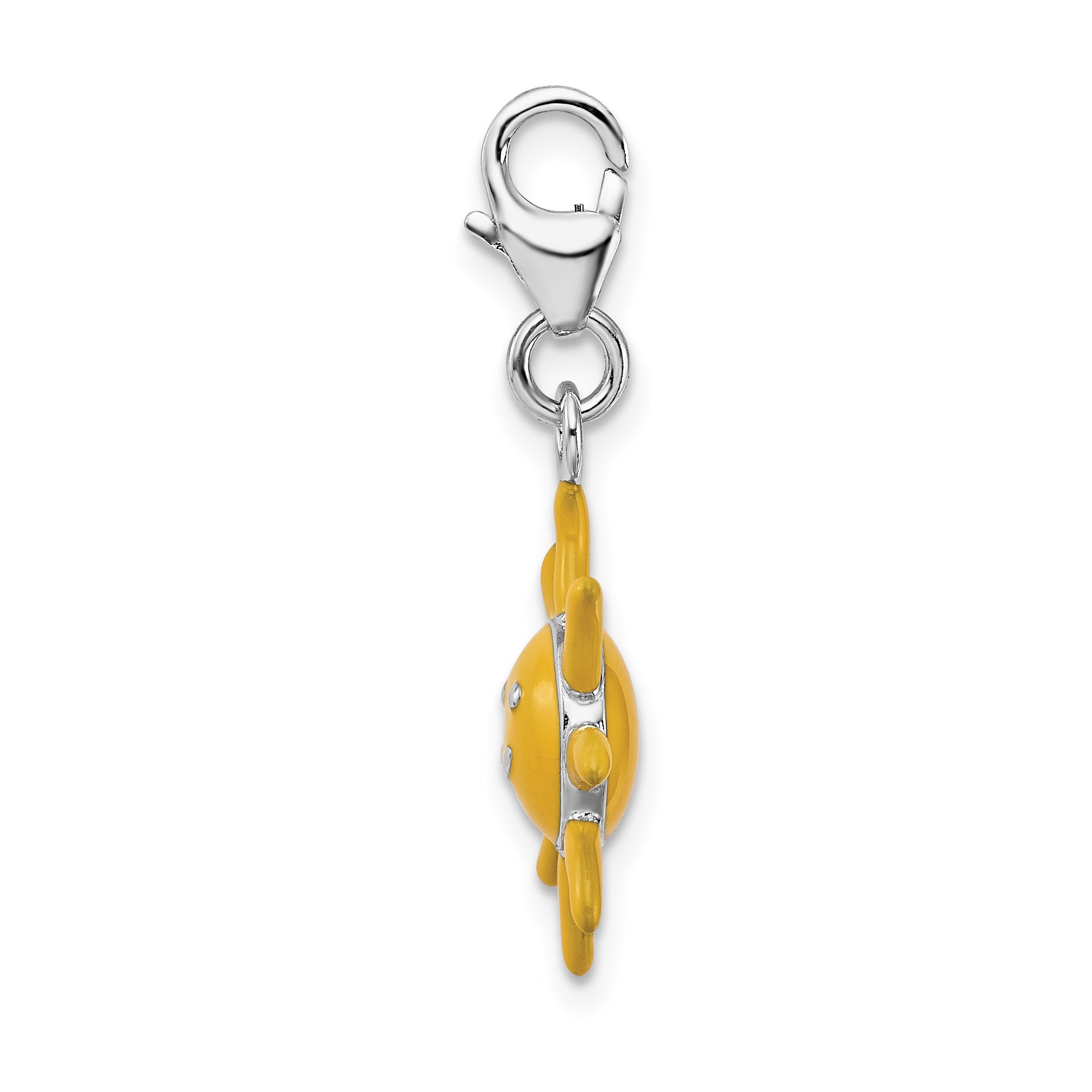 Sterling Silver Amore La Vita Rhodium-Plated Polished 3-D Enameled Sunshine Charm With Fancy Lobster Clasp