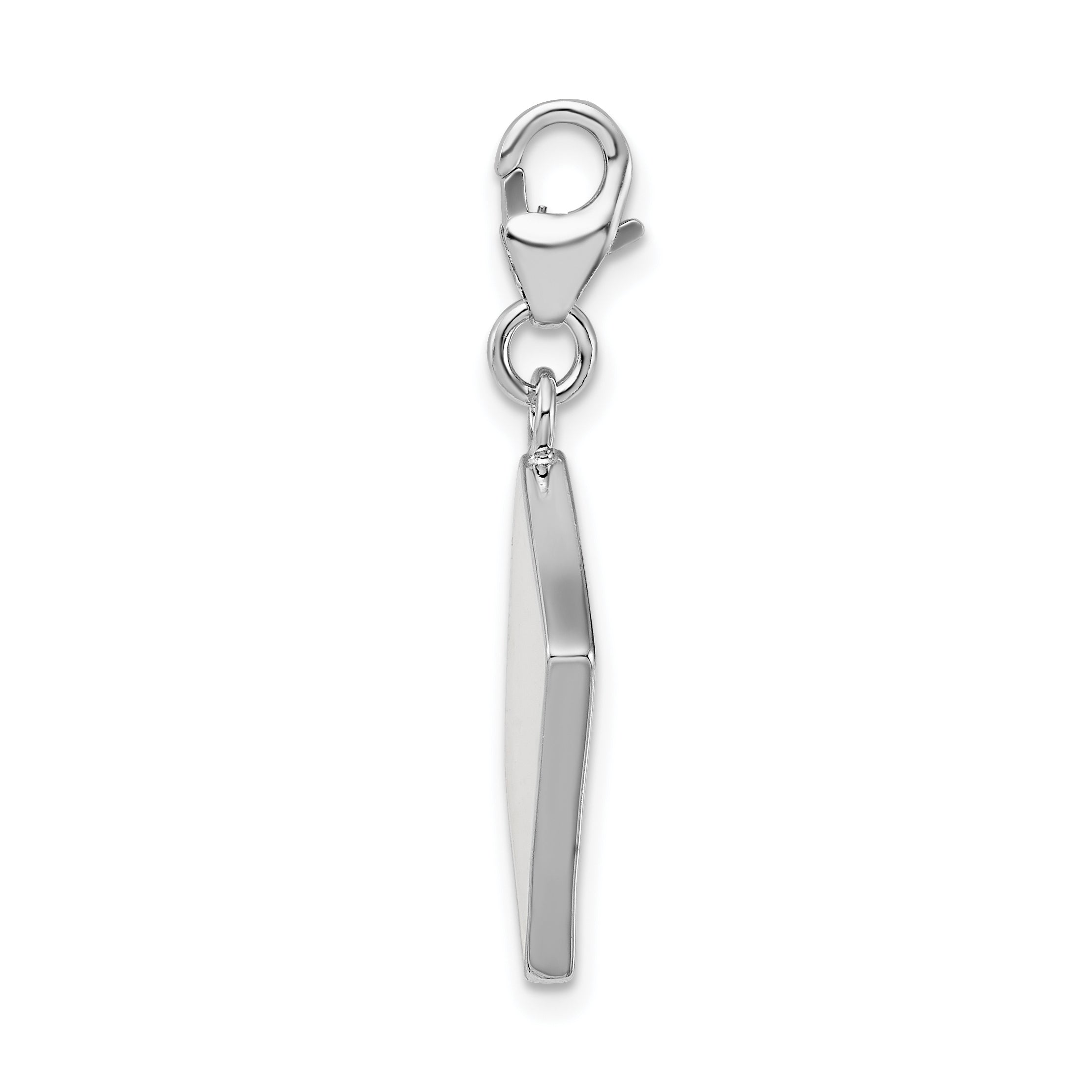 Sterling Silver Amore La Vita Rhodium-Plated Polished 3-D Enameled Swarovski Crystal Ace Charm With Fancy Lobster Clasp