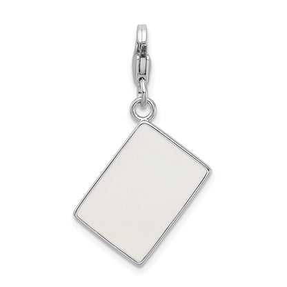 Sterling Silver Amore La Vita Rhodium-Plated Polished 3-D Enameled Swarovski Crystal Ace Charm With Fancy Lobster Clasp