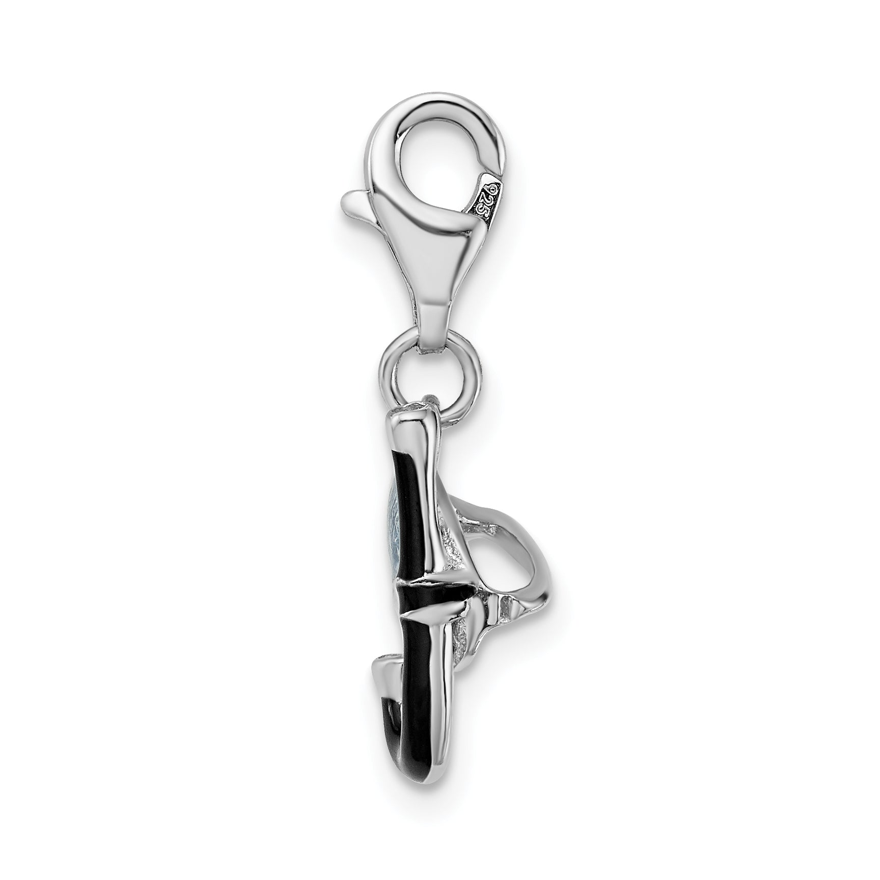 Sterling Silver Amore La Vita Rhodium-Plated Polished 3-D Enameled Snorkel Charm With Fancy Lobster Clasp