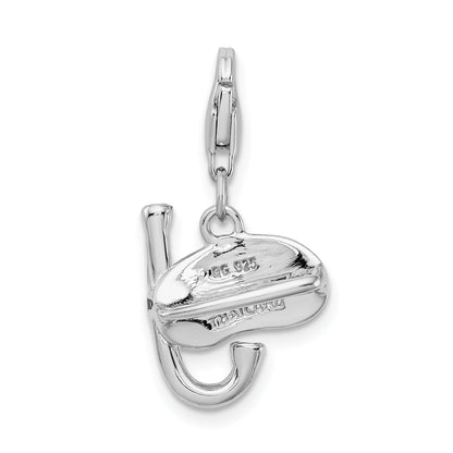 Sterling Silver Amore La Vita Rhodium-Plated Polished 3-D Enameled Snorkel Charm With Fancy Lobster Clasp