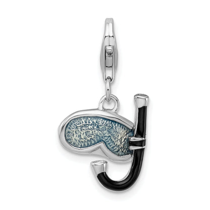 Sterling Silver Amore La Vita Rhodium-Plated Polished 3-D Enameled Snorkel Charm With Fancy Lobster Clasp