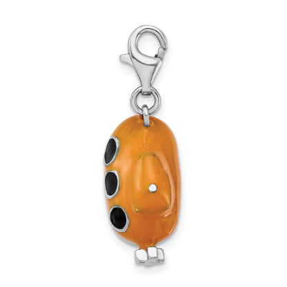 Sterling Silver Amore La Vita Rhodium-Plated Polished 3-D Enameled Submarine Charm With Fancy Lobster Clasp