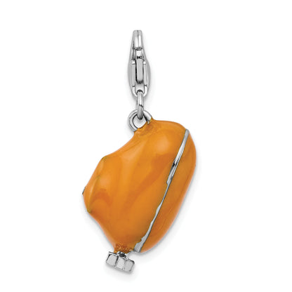 Sterling Silver Amore La Vita Rhodium-Plated Polished 3-D Enameled Submarine Charm With Fancy Lobster Clasp