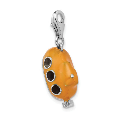 Sterling Silver Amore La Vita Rhodium-Plated Polished 3-D Enameled Submarine Charm With Fancy Lobster Clasp