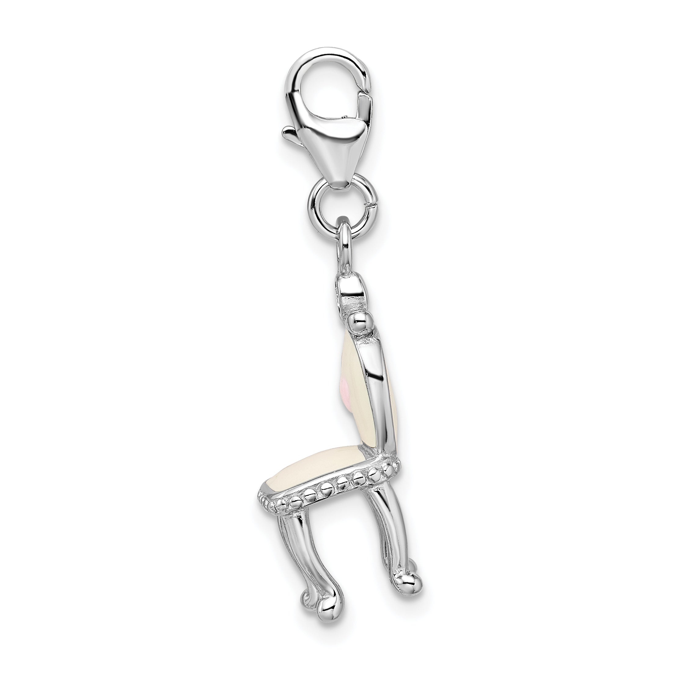 Sterling Silver Amore La Vita Rhodium-Plated Polished 3-D Enameled Vanity Chair Charm With Fancy Lobster Clasp