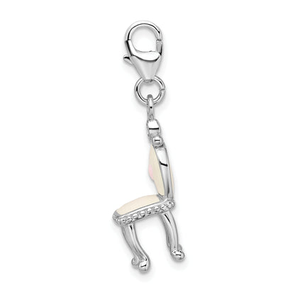 Sterling Silver Amore La Vita Rhodium-Plated Polished 3-D Enameled Vanity Chair Charm With Fancy Lobster Clasp