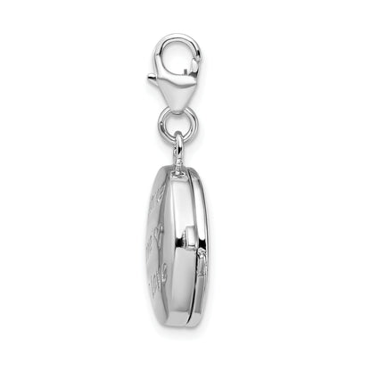 Sterling Silver Amore La Vita Rhodium-Plated Polished 3-D Enameled Love Heart Compact Charm With Fancy Lobster Clasp